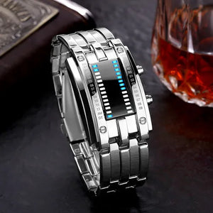 reloj binario digital gris