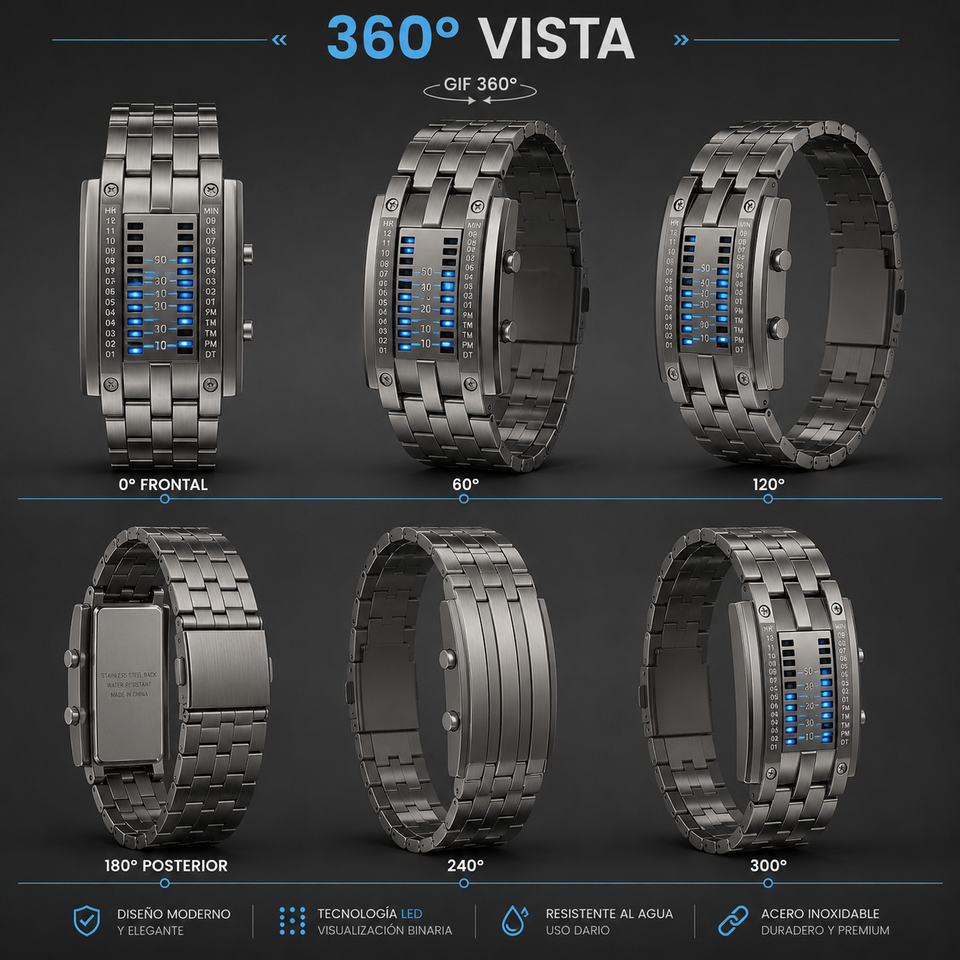 reloj binario digital gris