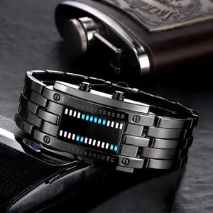 reloj binario digital gris