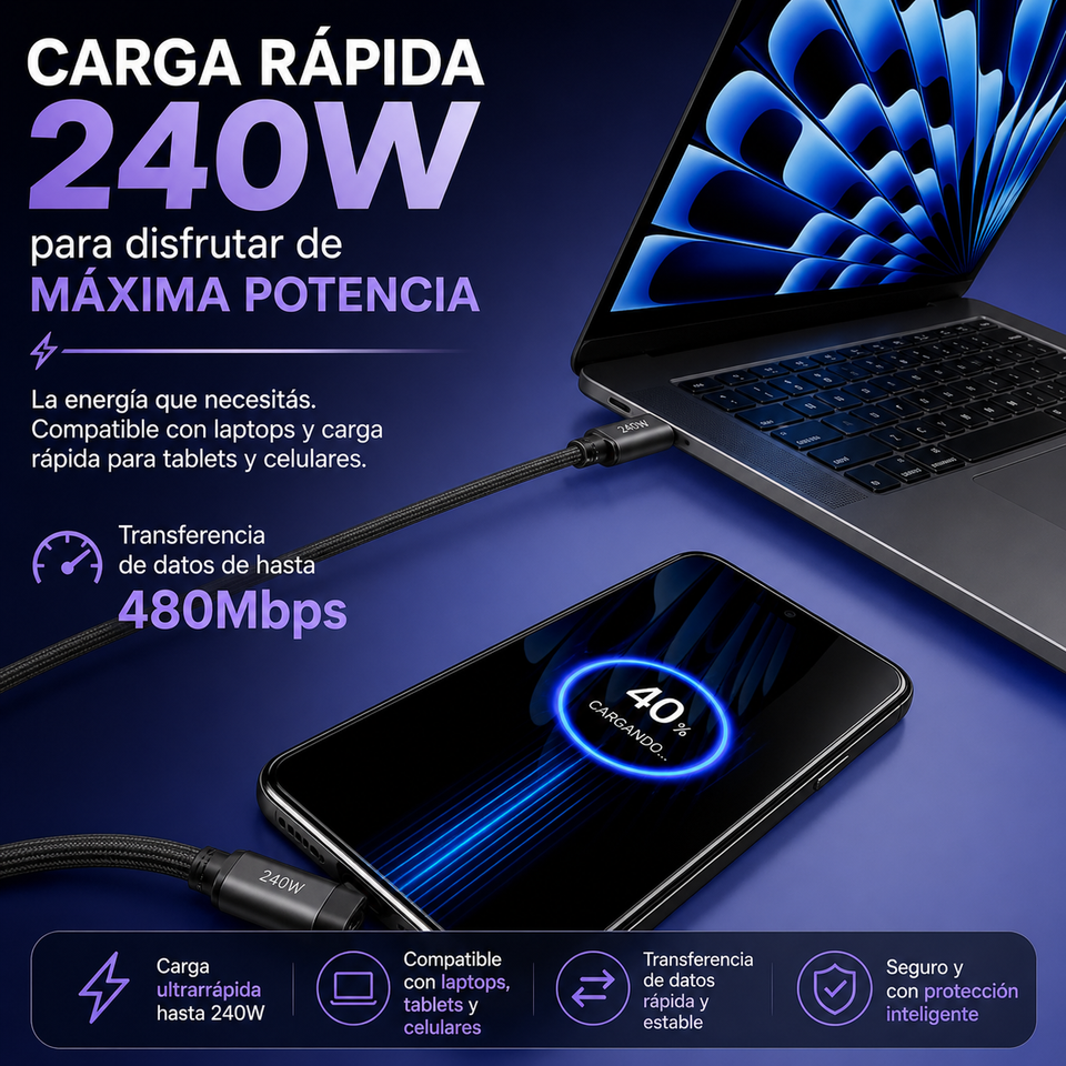 Cable de Carga con Soporte Invisible 2en1